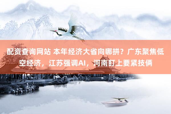 配资查询网站 本年经济大省向哪拼？广东聚焦低空经济，江苏强调AI，河南盯上要紧技俩